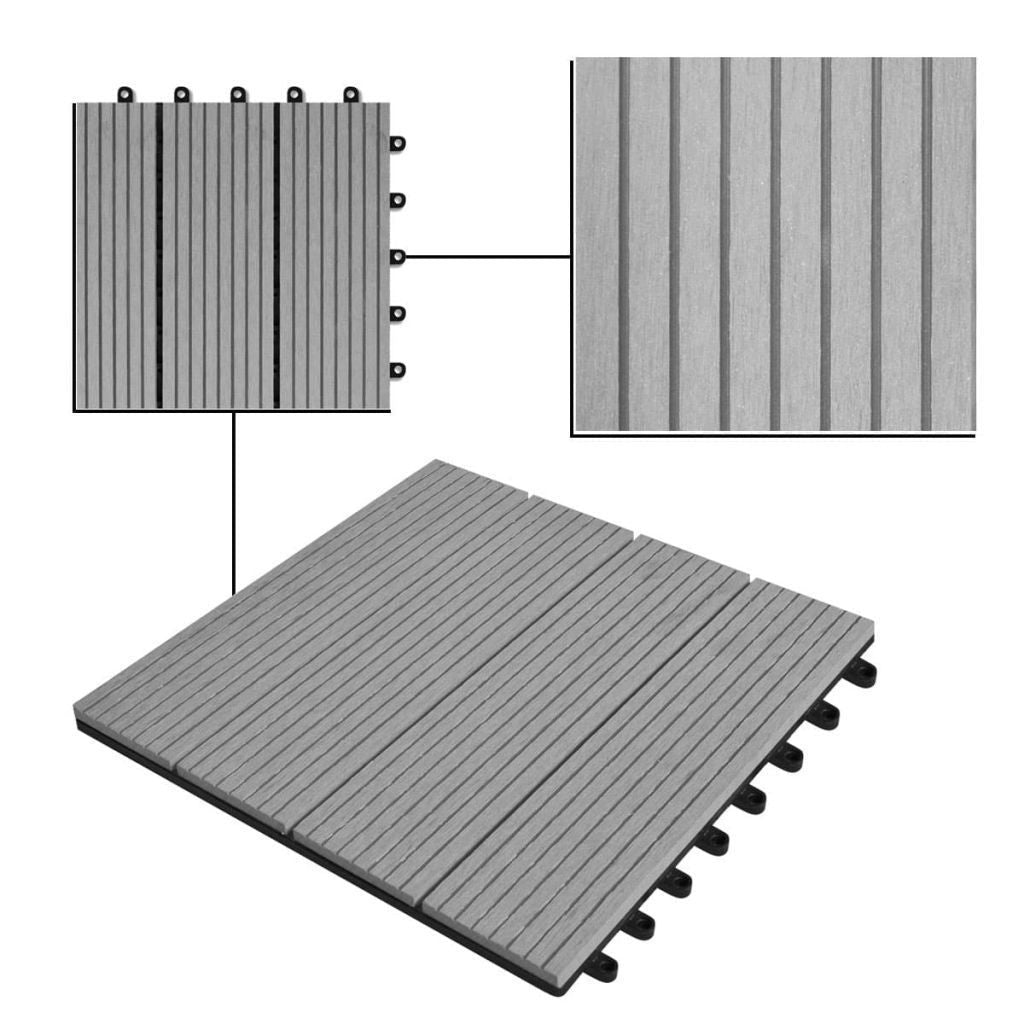 Lisslune | WPC tiles 30x30cm 11pcs 1m2 Gray