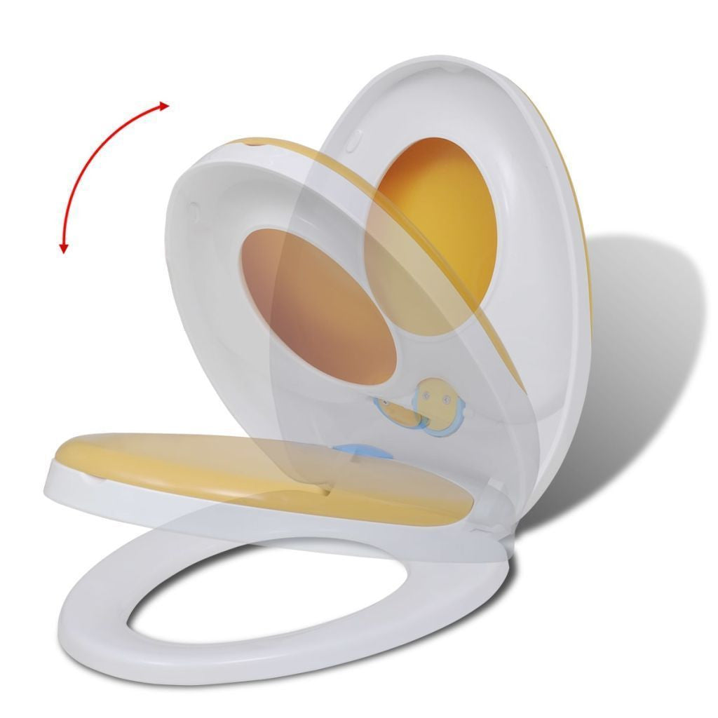 Lisslune | White & Yellow Soft Close Toilet Seat for Adults/Children