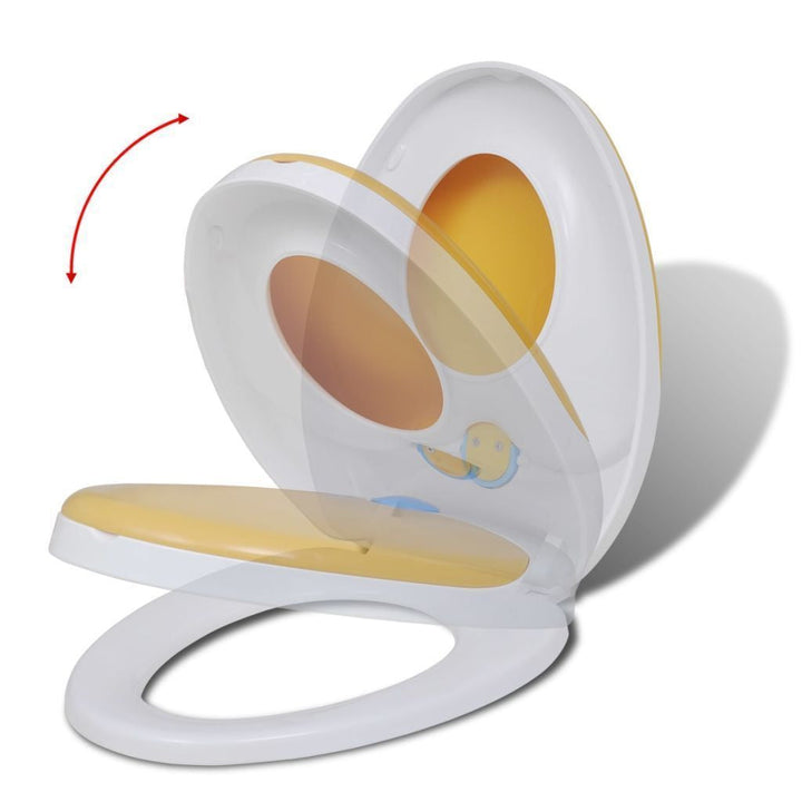 Lisslune | White & Yellow Soft Close Toilet Seat for Adults/Children