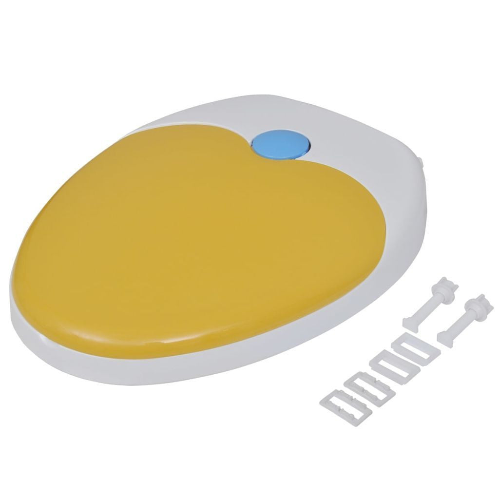 Lisslune | White & Yellow Soft Close Toilet Seat for Adults/Children