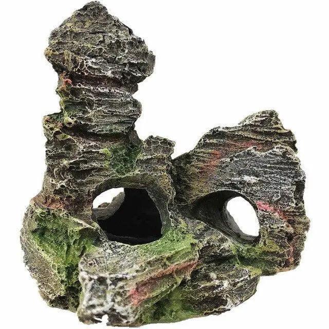 Lisslune | Realistic mountain cave rock ornament for aquariums - Durable resin fish tank decoration