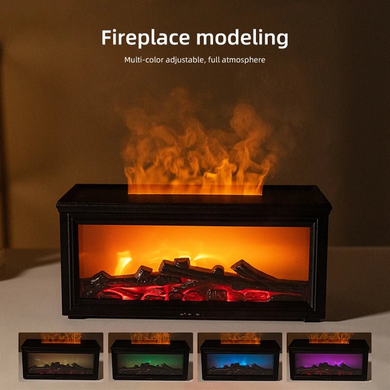Lisslune | FlameAura – Aromatherapy Fireplace Diffuser with 7 LED Colors