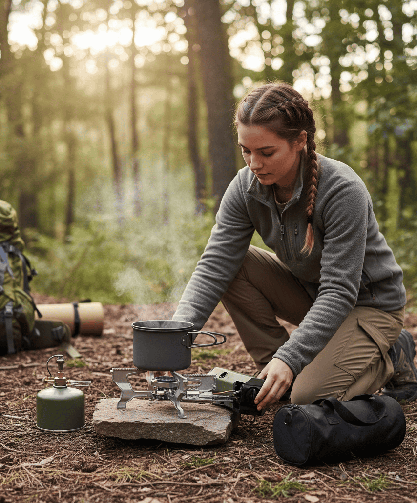 Lisslune | FLAMECAMP – Portable Butane Camping Stove with Storage Bag & Gas Bottle