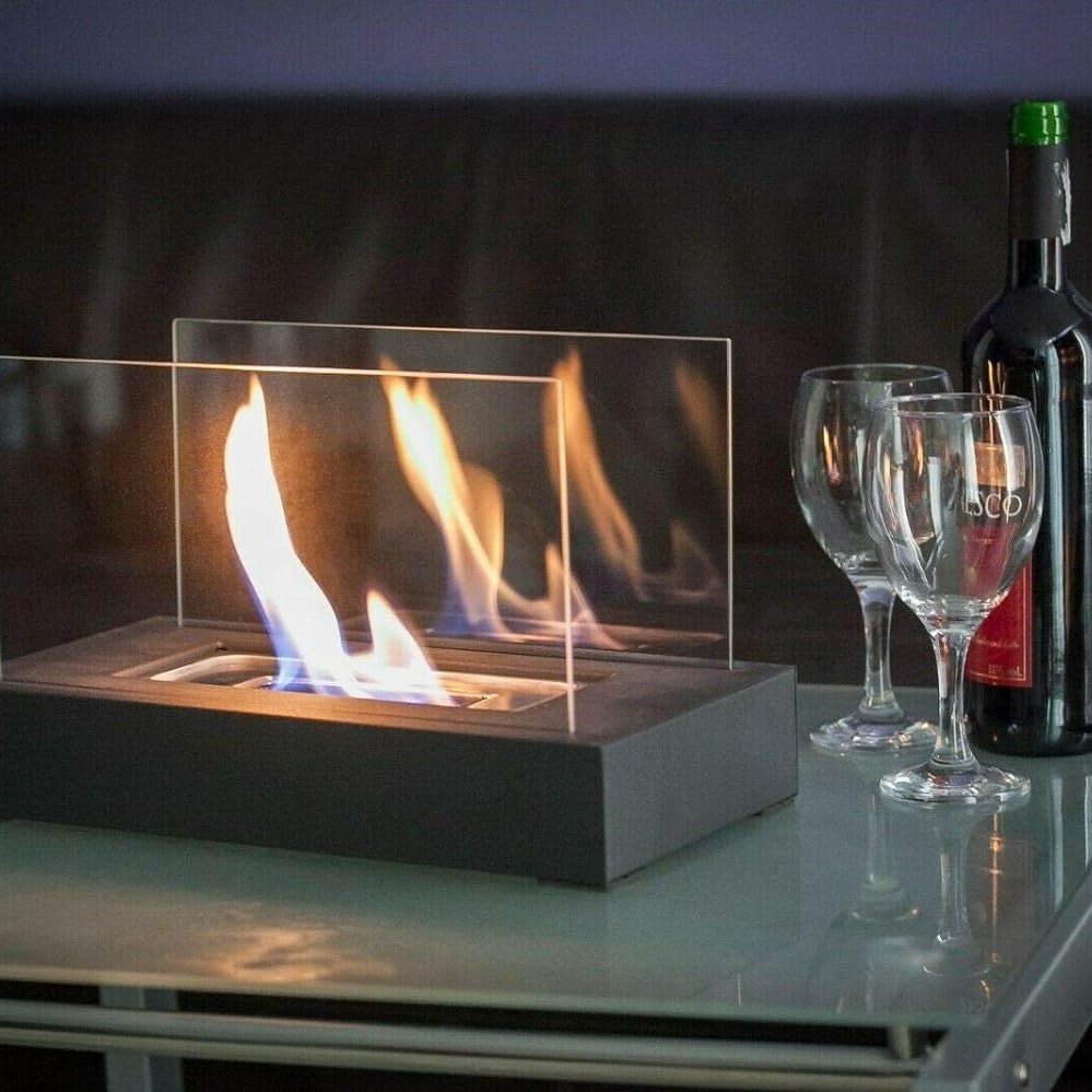 Lisslune | FlameGlow Bioethanol Table Fireplace – Real Fire Without Smoke or Soot