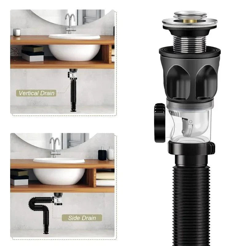 Lisslune | Versatile tool-free sink drainage system with clog-resistant properties for kitchen and bathroom