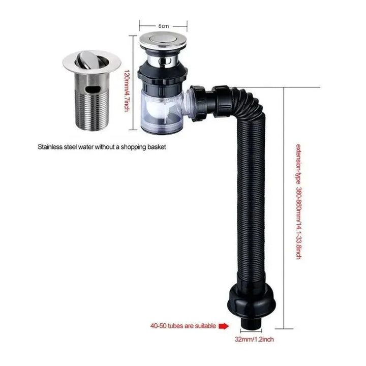 Lisslune | Versatile tool-free sink drainage system with clog-resistant properties for kitchen and bathroom