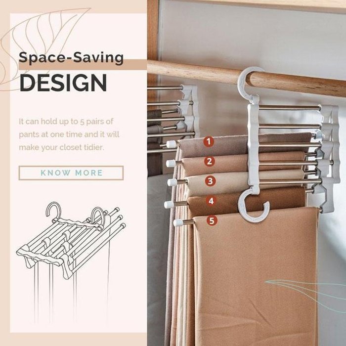 Lisslune | FlexRack Trouser Shelf – Space-Saving, Adjustable Closet Organizer for Pants, Skirts, and Scarves – Stainless Steel – Non-Slip – Foldable Design
