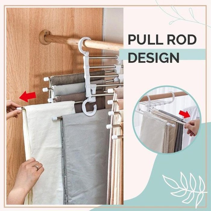 Lisslune | FlexRack Trouser Shelf – Space-Saving, Adjustable Closet Organizer for Pants, Skirts, and Scarves – Stainless Steel – Non-Slip – Foldable Design