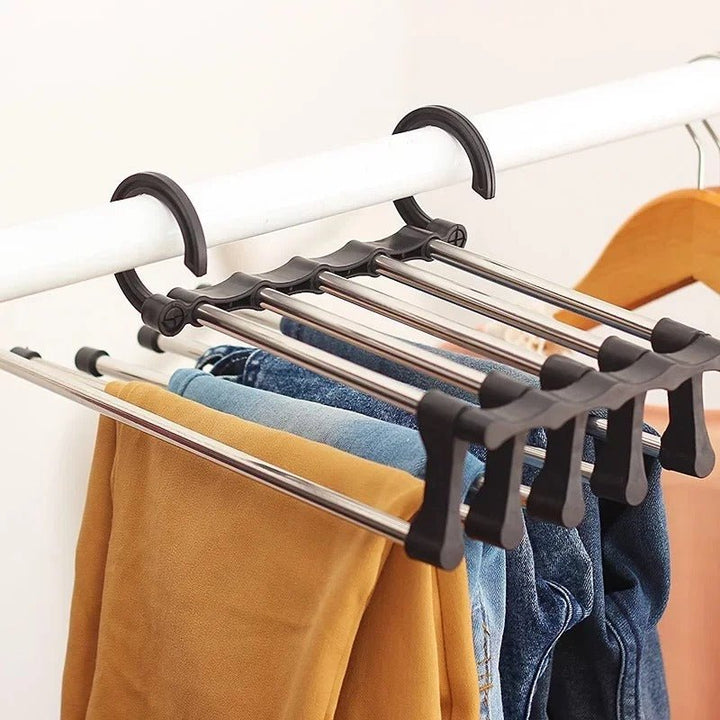 Lisslune | FlexRack Trouser Shelf – Space-Saving, Adjustable Closet Organizer for Pants, Skirts, and Scarves – Stainless Steel – Non-Slip – Foldable Design