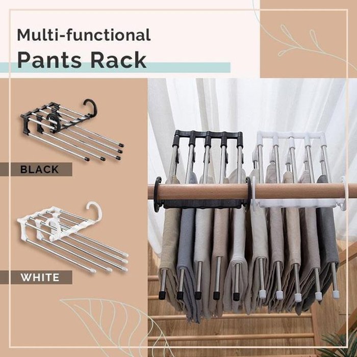 Lisslune | FlexRack Trouser Shelf – Space-Saving, Adjustable Closet Organizer for Pants, Skirts, and Scarves – Stainless Steel – Non-Slip – Foldable Design