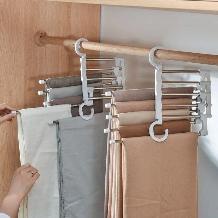 Lisslune | FlexRack Trouser Shelf – Space-Saving, Adjustable Closet Organizer for Pants, Skirts, and Scarves – Stainless Steel – Non-Slip – Foldable Design