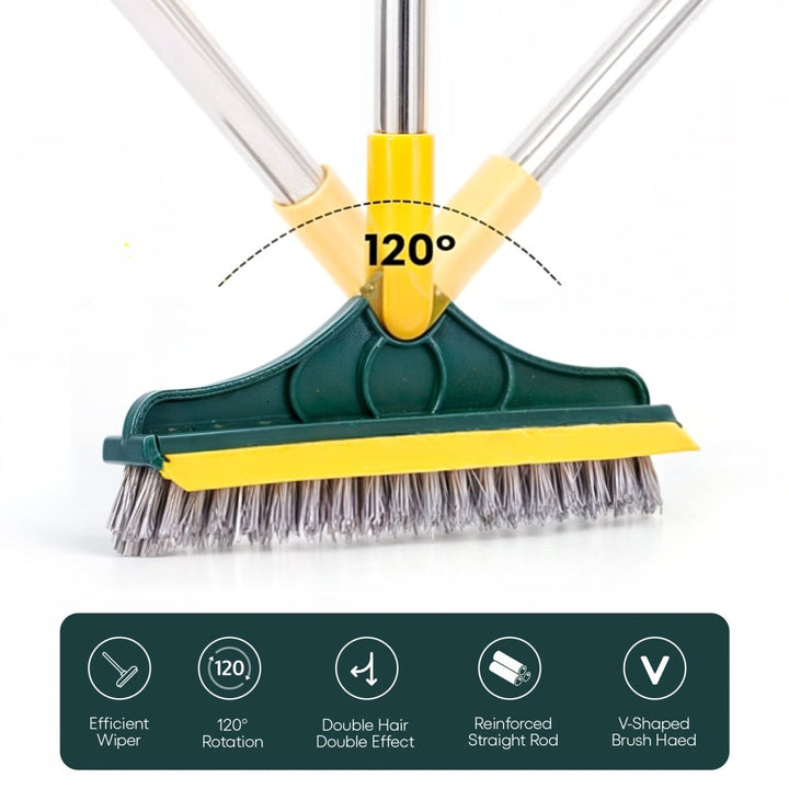 Lisslune | FlexSweep Brush – 2-in-1 Cleaning Brush with Scraper for Floors and Tiles