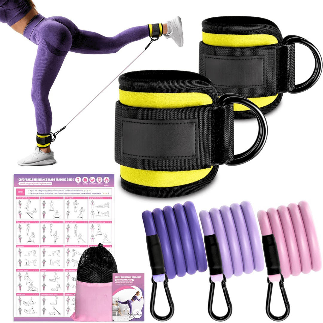 Lisslune | FlexTone Resistance Bands – Hip and Glute Workout – Durable Ankle Bands with Training Guide – High-Performance Latex for Strength & Toning