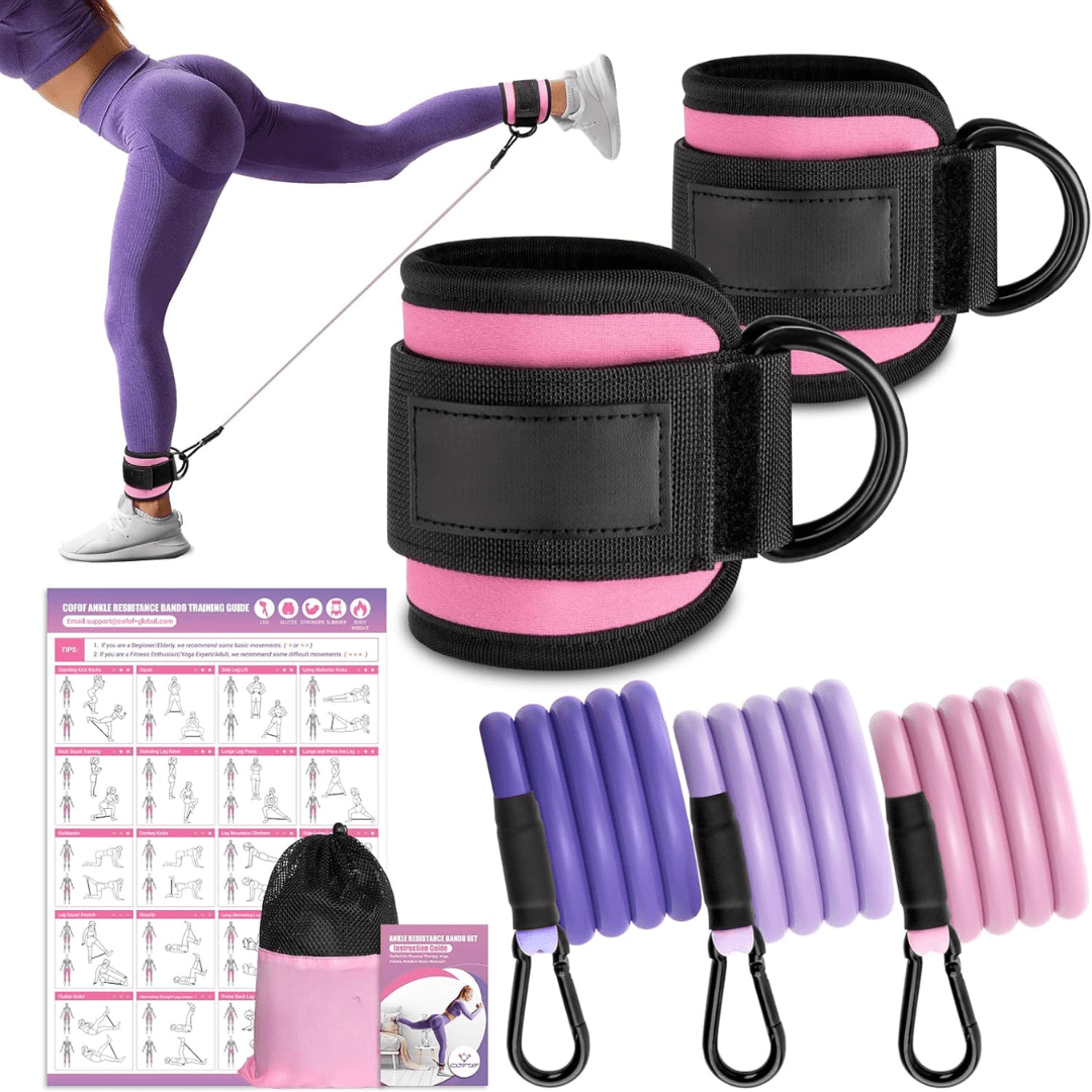 Lisslune | FlexTone Resistance Bands – Hip and Glute Workout – Durable Ankle Bands with Training Guide – High-Performance Latex for Strength & Toning