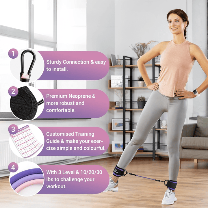 Lisslune | FlexTone Resistance Bands – Hip and Glute Workout – Durable Ankle Bands with Training Guide – High-Performance Latex for Strength & Toning