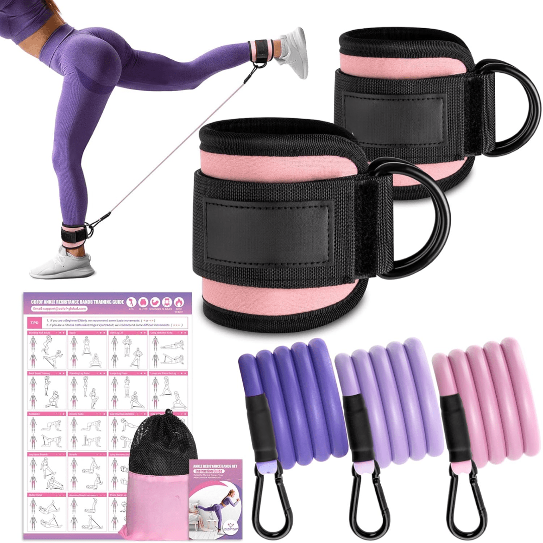Lisslune | FlexTone Resistance Bands – Hip and Glute Workout – Durable Ankle Bands with Training Guide – High-Performance Latex for Strength & Toning