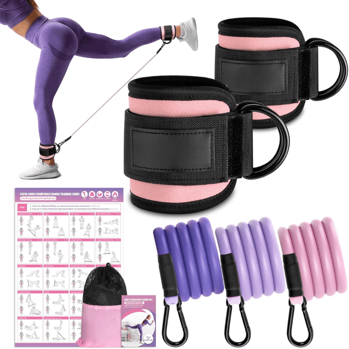 Lisslune | FlexTone Resistance Bands – Hip and Glute Workout – Durable Ankle Bands with Training Guide – High-Performance Latex for Strength & Toning