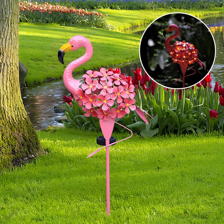 Lisslune | FlamiGlow – Solar Flamingo with LED Flower Sticks