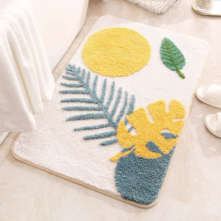 Lisslune | LeafLuxe - Modern botanically inspired abstract leaf bath mat