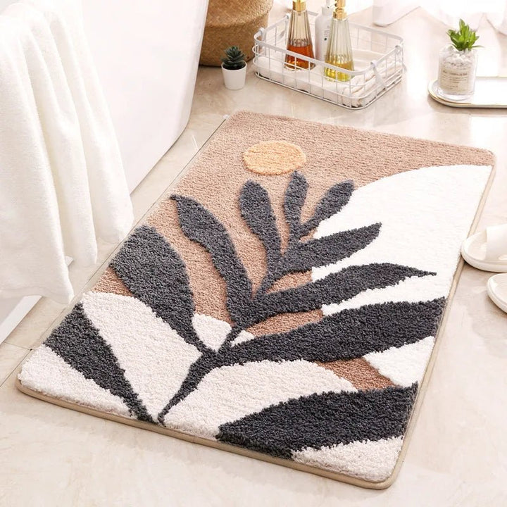 Lisslune | LeafLuxe - Modern botanically inspired abstract leaf bath mat