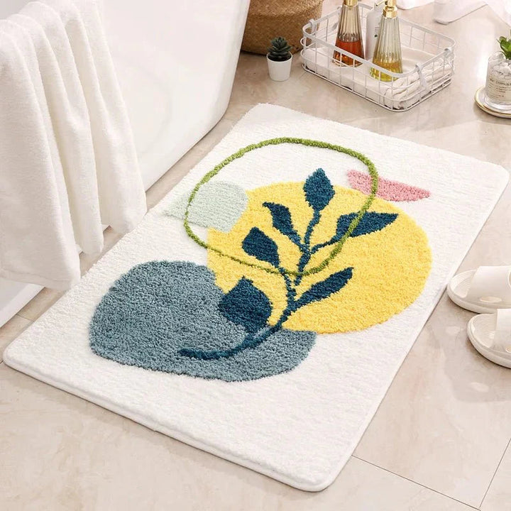 Lisslune | LeafLuxe - Modern botanically inspired abstract leaf bath mat