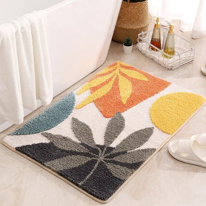 Lisslune | LeafLuxe - Modern botanically inspired abstract leaf bath mat