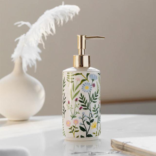 Lisslune | Soap dispenser made of ceramic with floral design