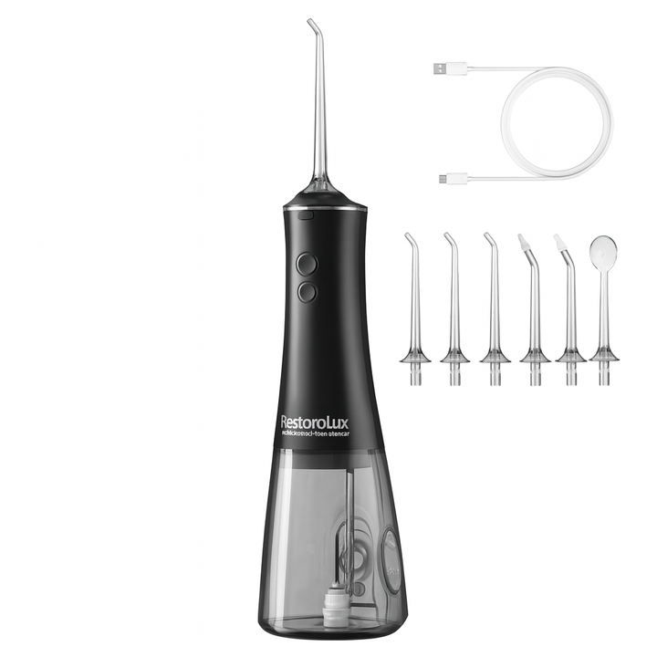 Lisslune | Dental Water Flosser | Rechargeable with 4 Modes & Interchangeable Nozzles for Deep Cleaning and Gum Health