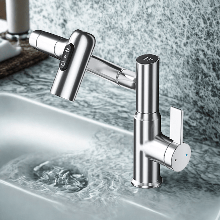 Lisslune | FLOWAXIS – 360° Swiveling Kitchen Faucet with Adjustable Height & Temperature Display