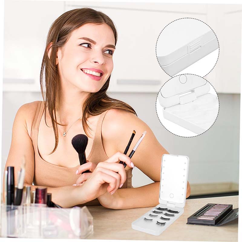 Lisslune | Travel makeup brush set with LED light mirror