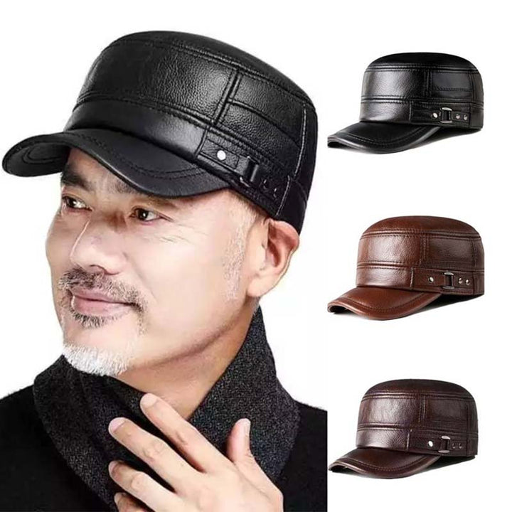 Lisslune | New winter hat for men with lambskin ear protection flat visor