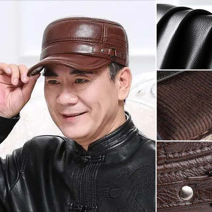 Lisslune | New winter hat for men with lambskin ear protection flat visor