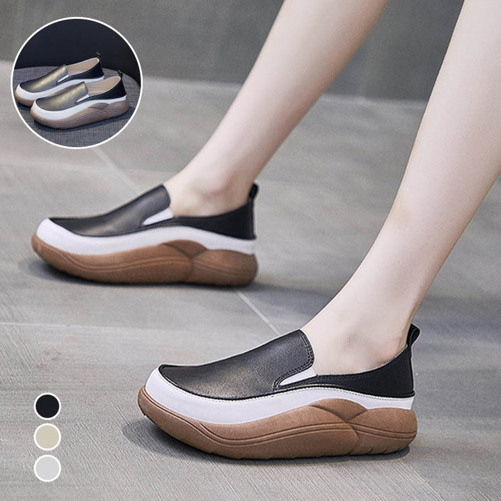 Lisslune | Thick Sole Low Cut Leather Shoes
