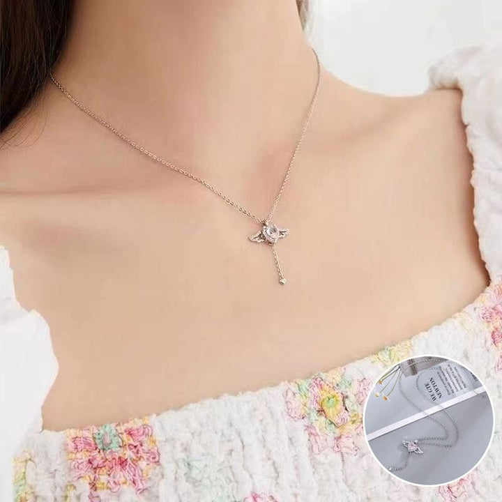 Lisslune | Pink Angel Wings Necklace