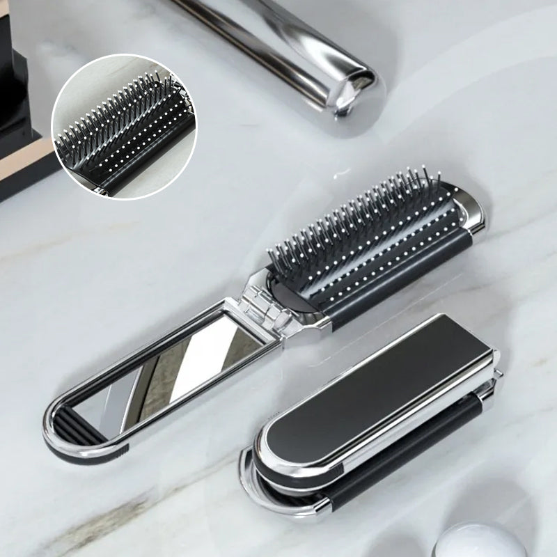Lisslune | MirrorFlex Travel Mirror Hair Brush | Foldable & Compact | Practical Styling on the Go