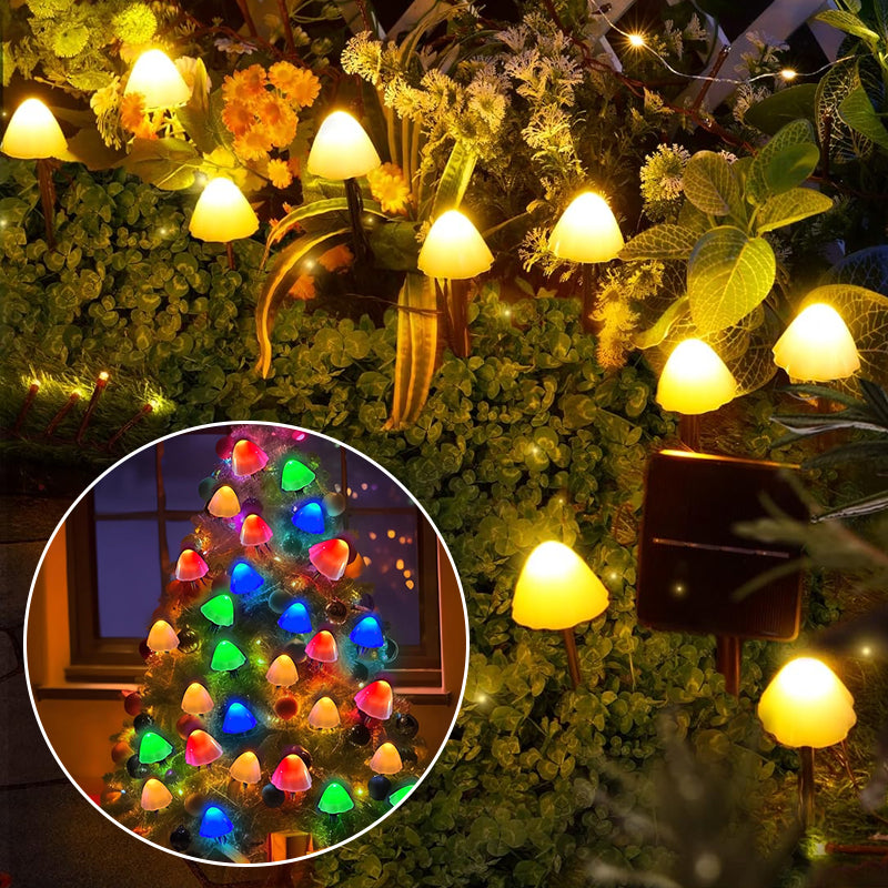 Lisslune | LED Solar String Lights Ground Stake Mushroom Lights