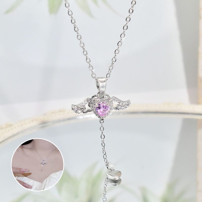 Lisslune | Pink Angel Wings Necklace