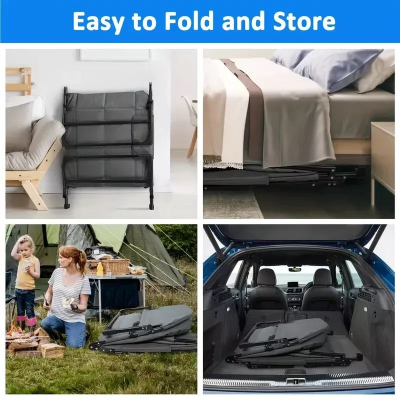 Lisslune | Folding Bed with Built-in Pillow & Side Pocket