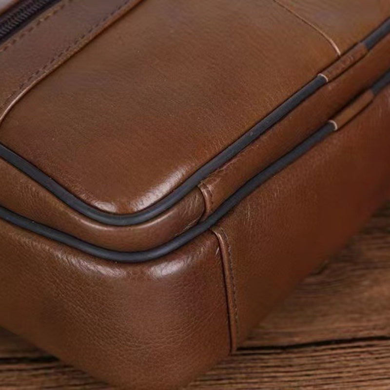 Lisslune | Leather Men’s Shoulder Bag – Spacious Cowhide Bag with Adjustable Strap