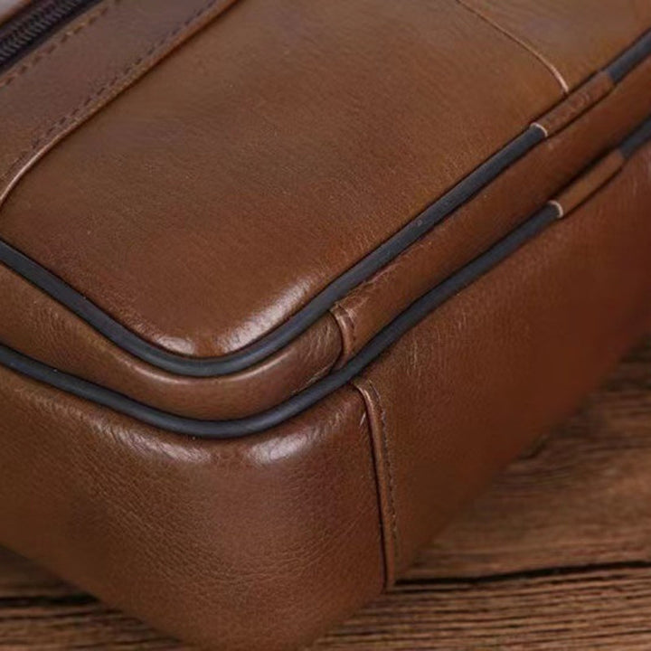 Lisslune | Leather Men’s Shoulder Bag – Spacious Cowhide Bag with Adjustable Strap