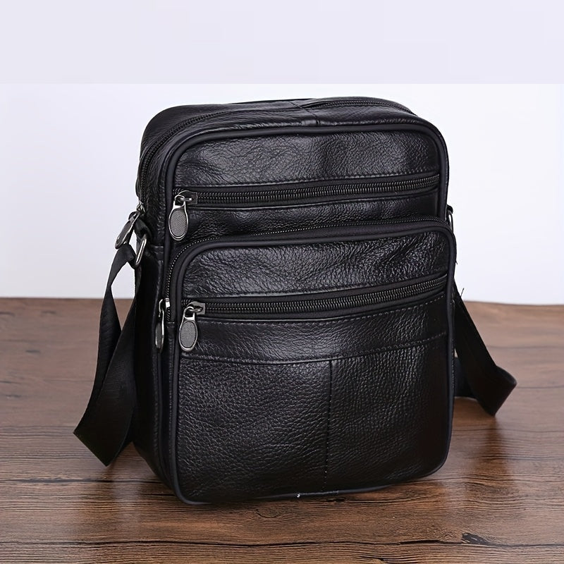 Lisslune | Leather Men’s Shoulder Bag – Spacious Cowhide Bag with Adjustable Strap