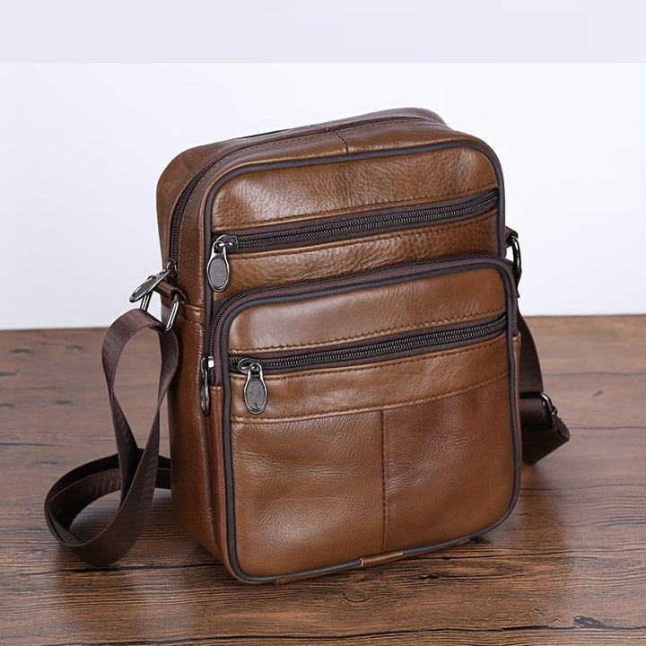 Lisslune | Leather Men’s Shoulder Bag – Spacious Cowhide Bag with Adjustable Strap