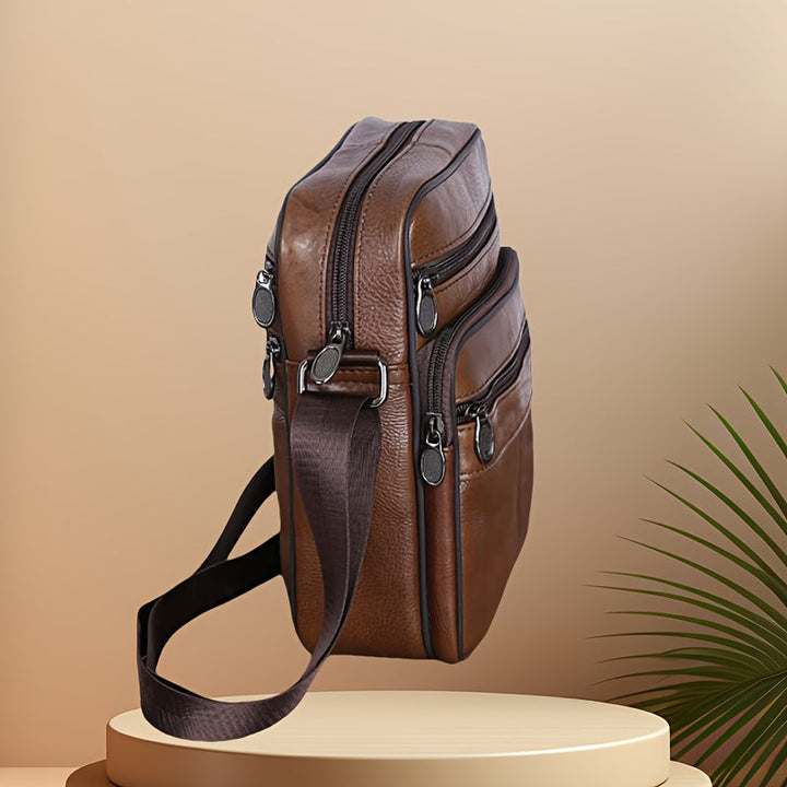 Lisslune | Leather Men’s Shoulder Bag – Spacious Cowhide Bag with Adjustable Strap