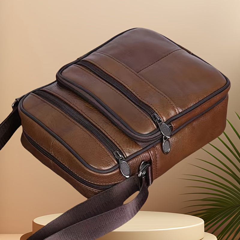 Lisslune | Leather Men’s Shoulder Bag – Spacious Cowhide Bag with Adjustable Strap