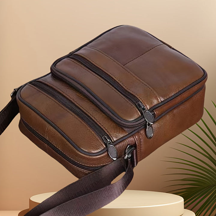 Lisslune | Leather Men’s Shoulder Bag – Spacious Cowhide Bag with Adjustable Strap