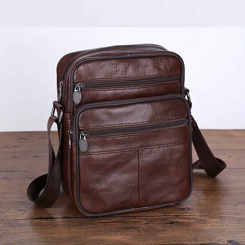 Lisslune | Leather Men’s Shoulder Bag – Spacious Cowhide Bag with Adjustable Strap