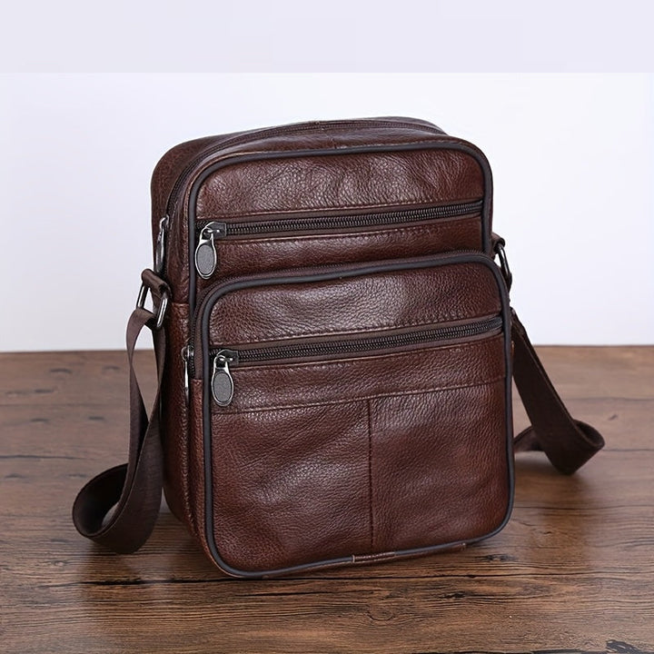 Lisslune | Leather Men’s Shoulder Bag – Spacious Cowhide Bag with Adjustable Strap