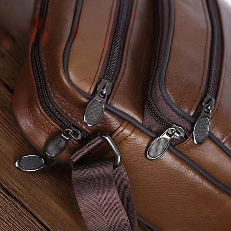 Lisslune | Leather Men’s Shoulder Bag – Spacious Cowhide Bag with Adjustable Strap