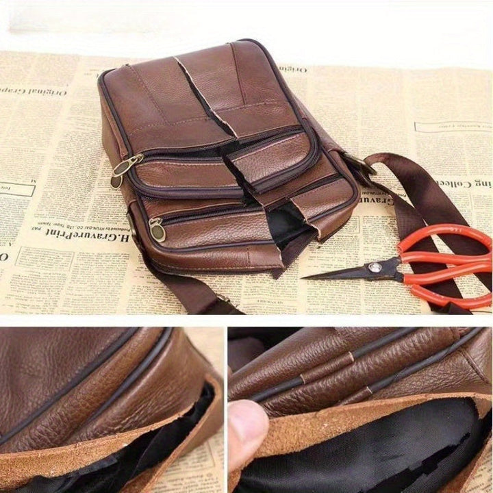 Lisslune | Leather Men’s Shoulder Bag – Spacious Cowhide Bag with Adjustable Strap