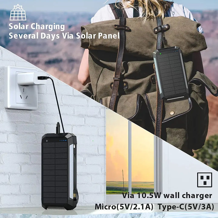 Lisslune | 30000mAh Solar Charger Wireless Waterproof Power Bank External